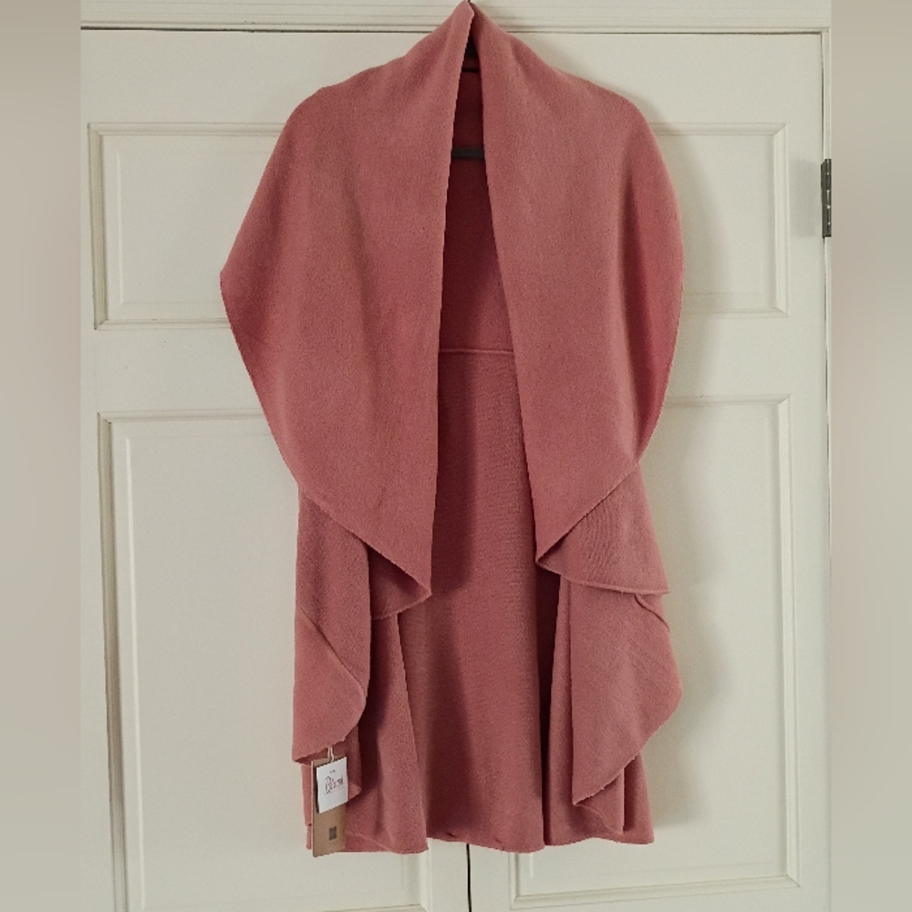 Women's Basic Shawl Vest 3 in 1.Peach Color One Size - Picture 3 of 11